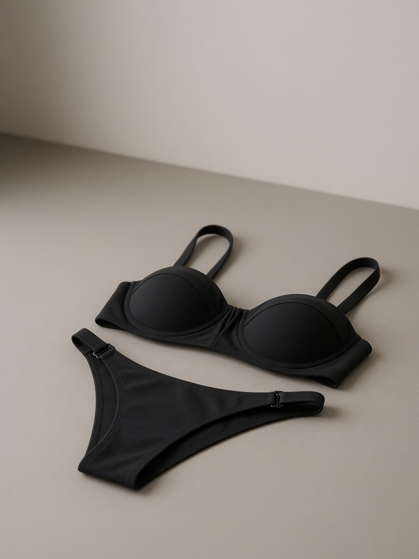 Tamar Underwired High Cut Bikini Set in Black