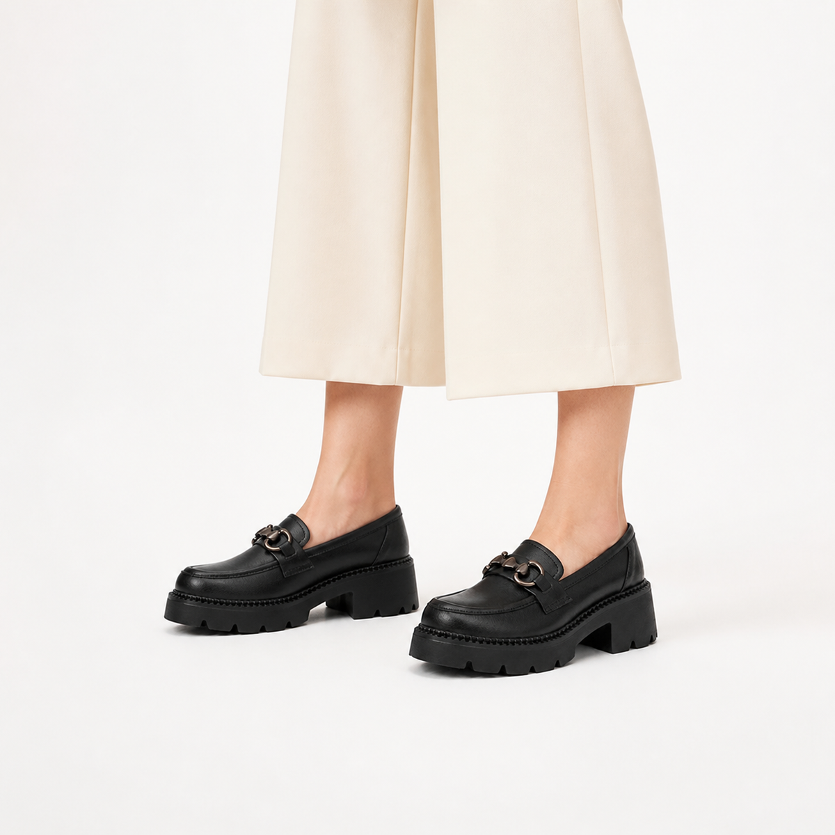 Dalston Silver Chain Platform Loafers