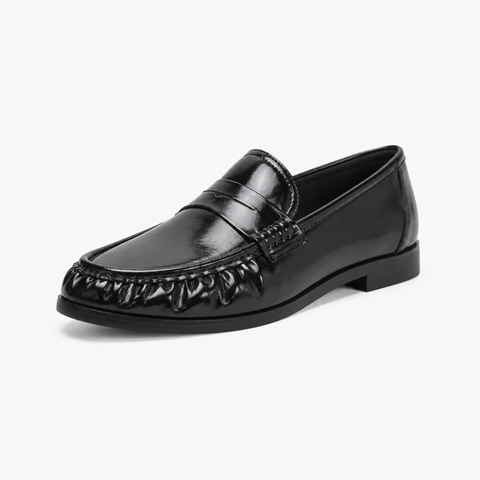 Black Leather Penny Loafers
