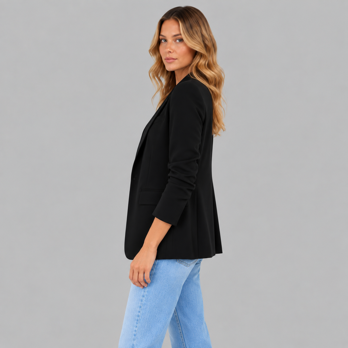 Black Turn Down Collar Pocket Marcie Jacket