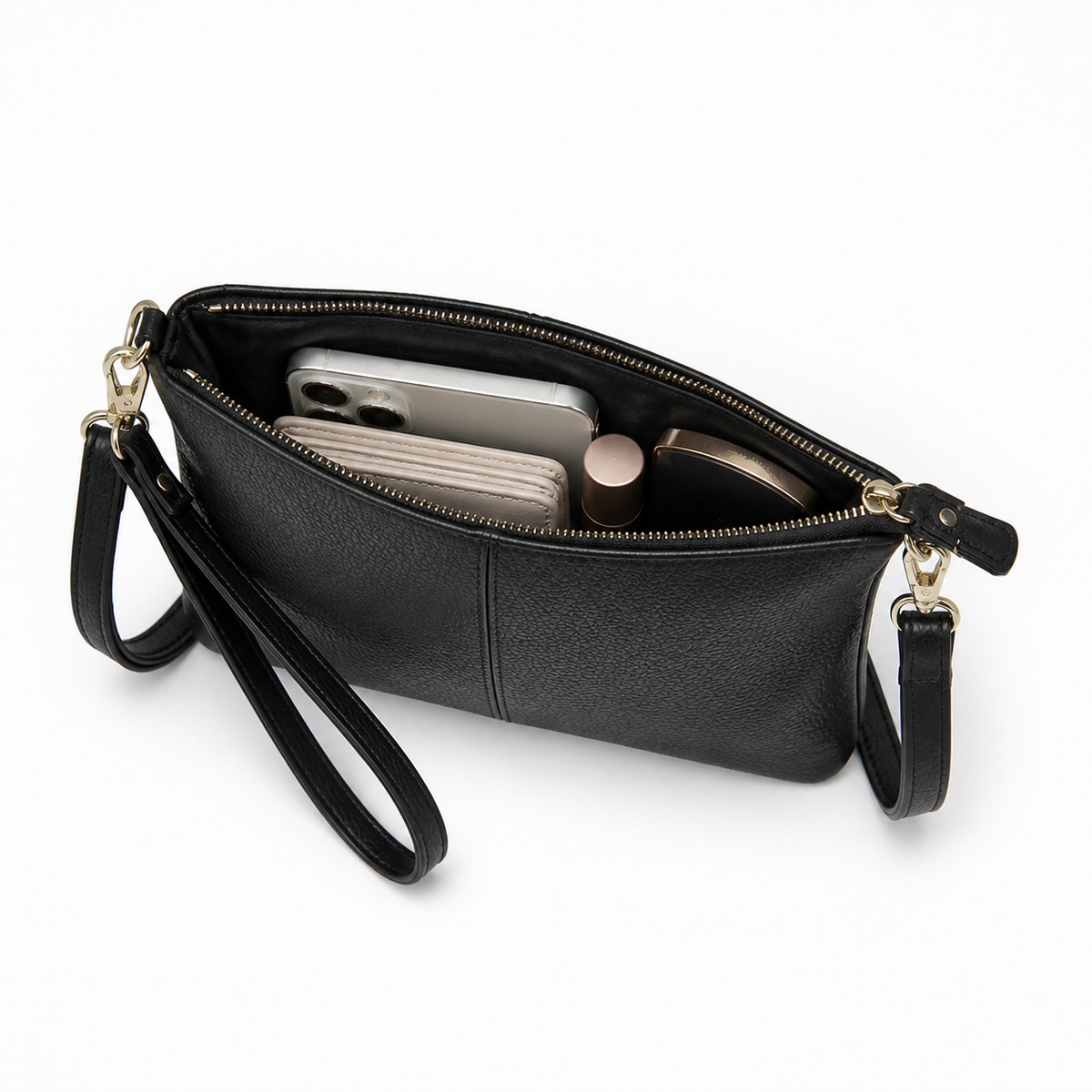 Black Grained Leather Edgware Clutch