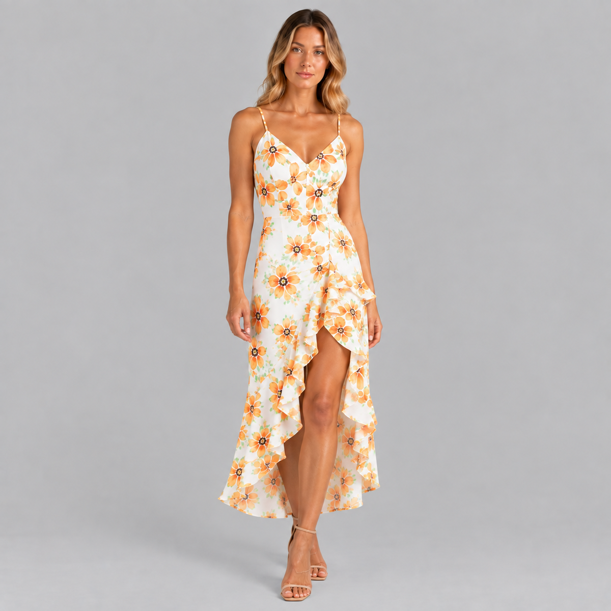 Blue Floral V-Neck Florence Maxi Dress