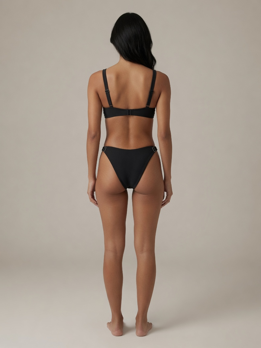 Tamar Underwired High Cut Bikini Set in Black