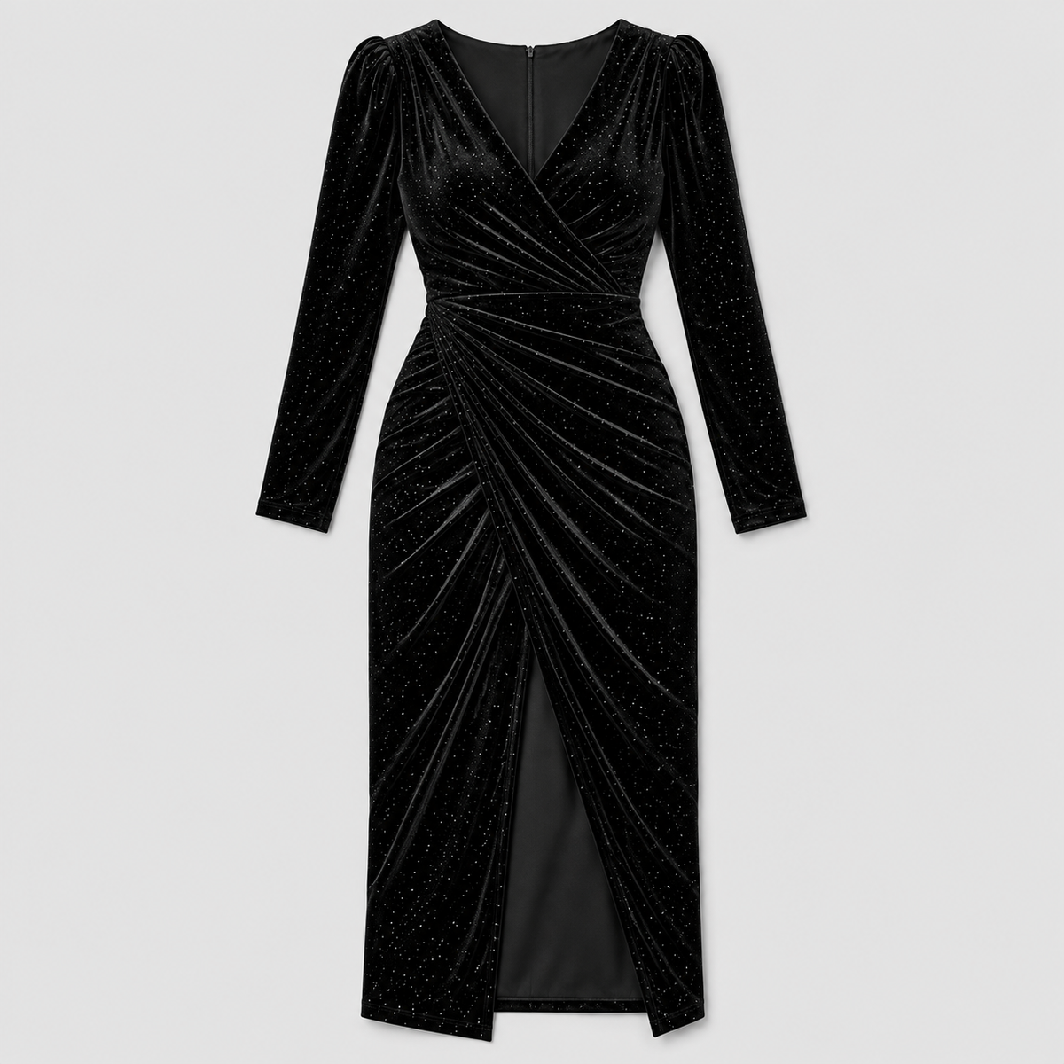Bottle Green Sparkle Velvet Saskia Midi Dress