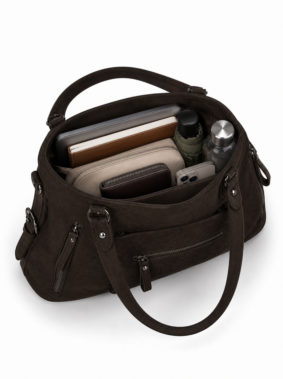 Dark Brown Suede Bexley Shoulder Bag