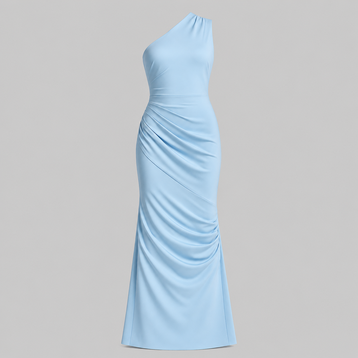Lucia One Shoulder Ruched Satin Maxi Dress