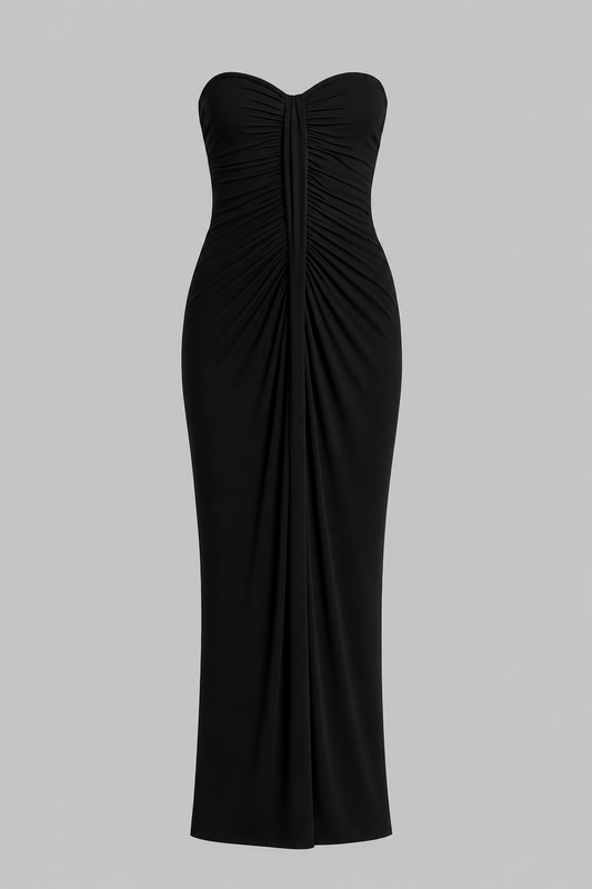 Portia Strapless High Waist Chiffon Maxi Dress