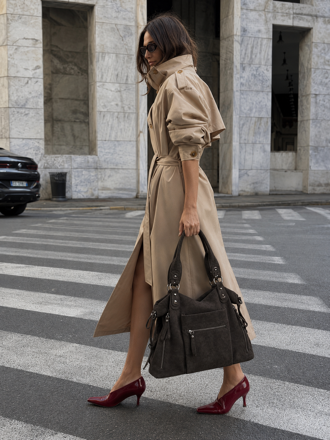 Dark Brown Suede Bexley Shoulder Bag