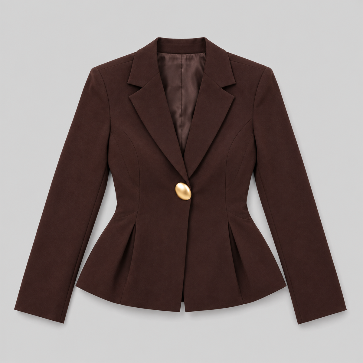 Coffee Waist Cinching Single Button Hera Blazer