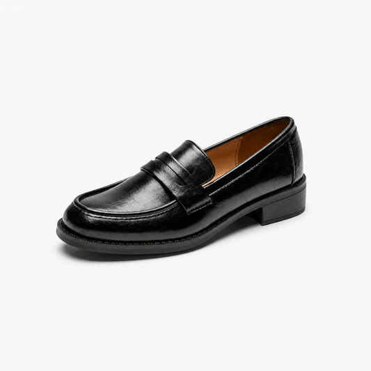 Belsize Black Patent Heeled Loafers