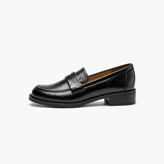 Belsize Black Patent Heeled Loafers