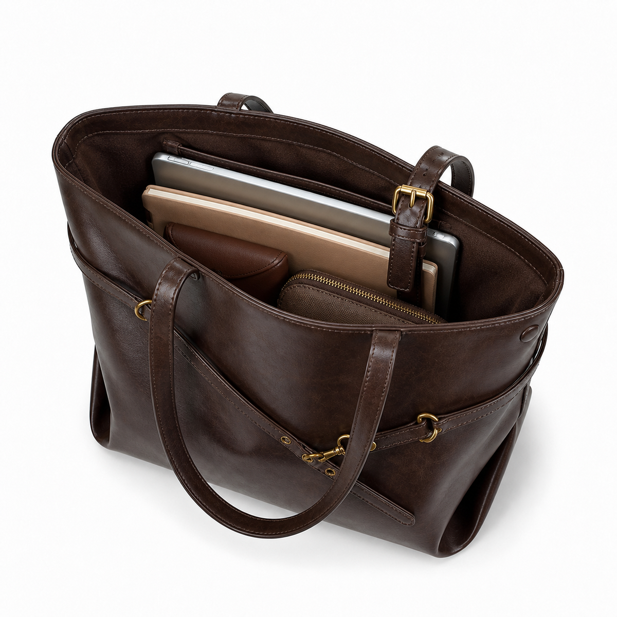 Kingsbury Buckle Vegan Leather Tote Bag