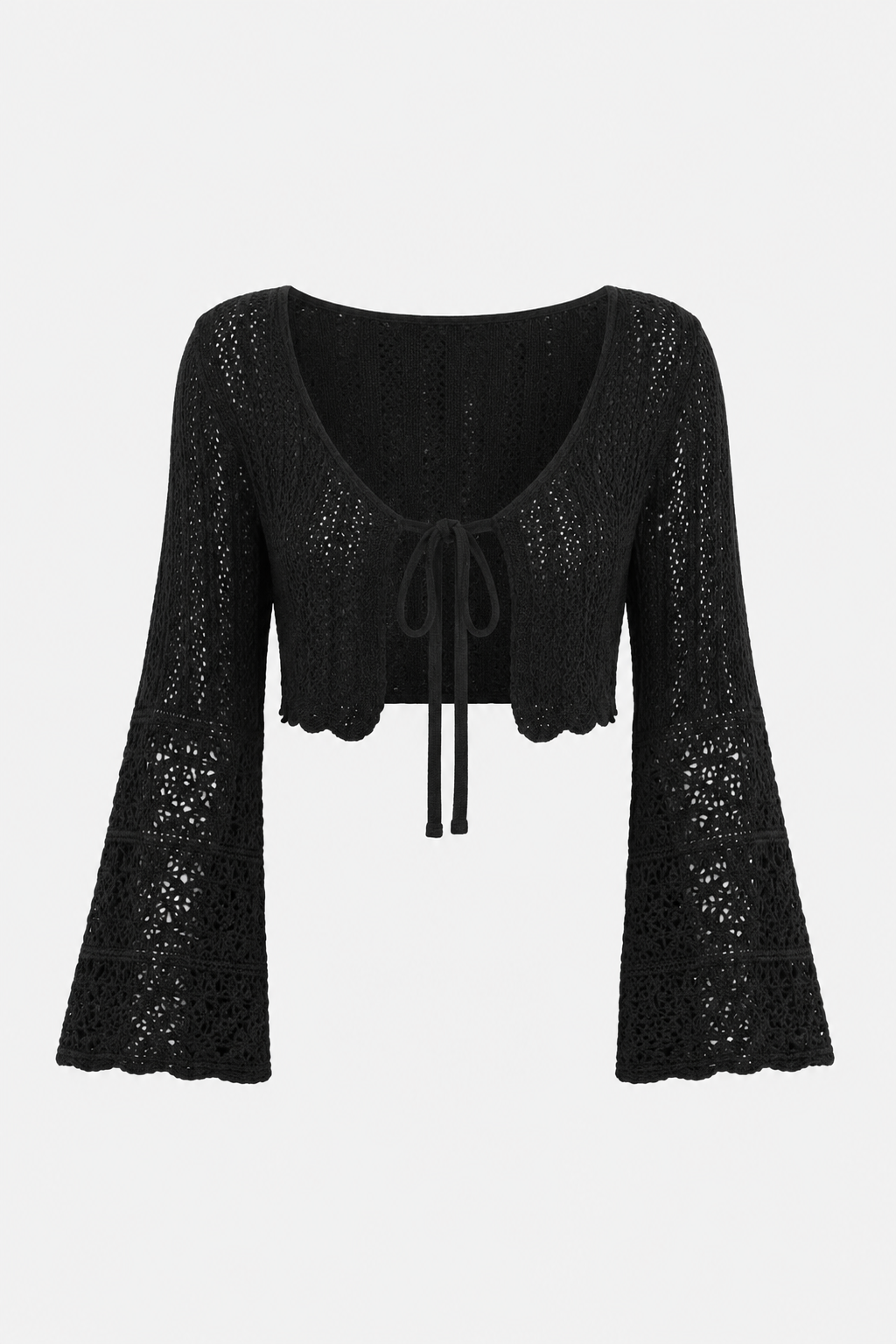 Oatmeal Lace Trim Open Knit Fern Cardigan