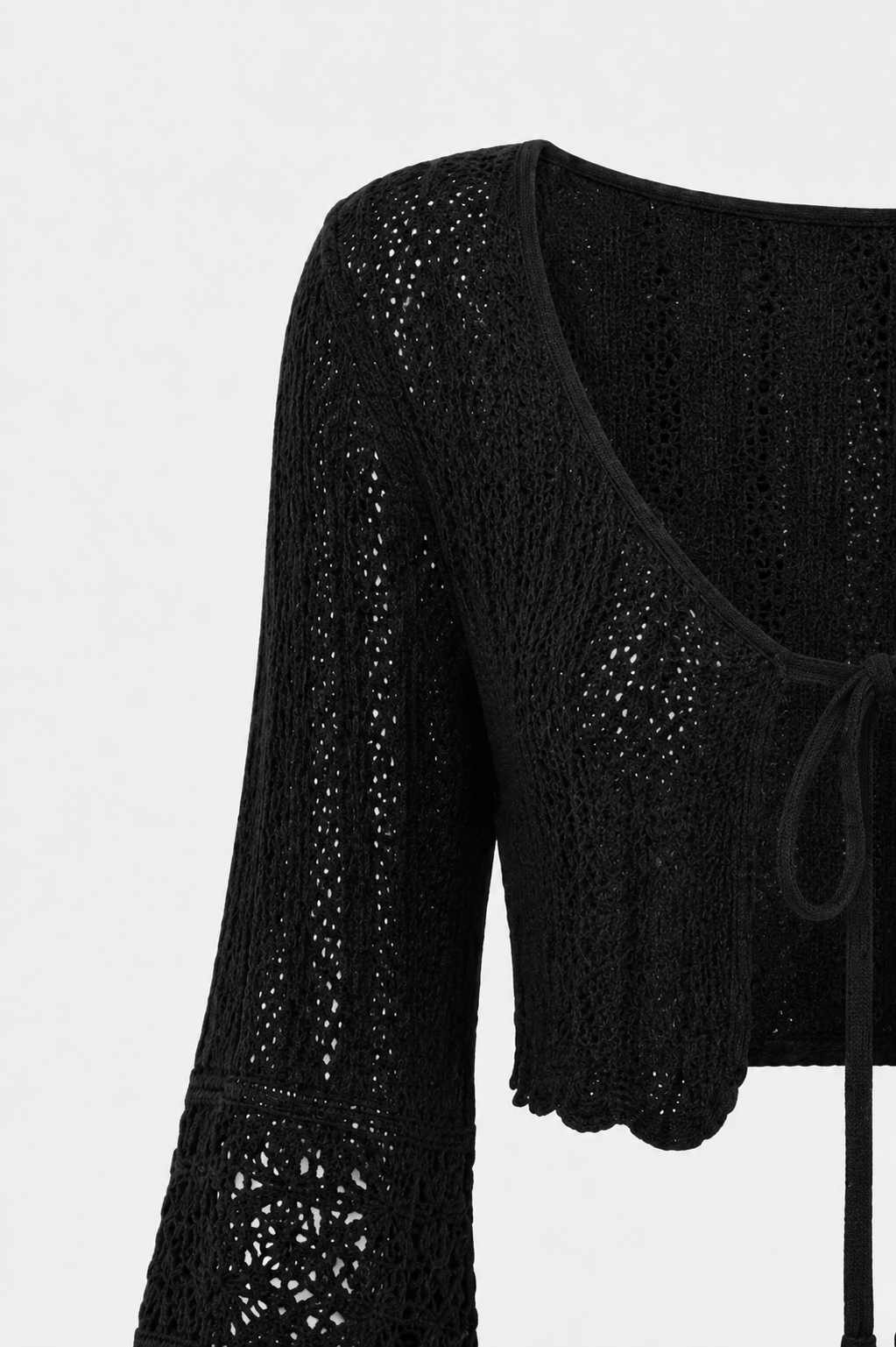 Oatmeal Lace Trim Open Knit Fern Cardigan