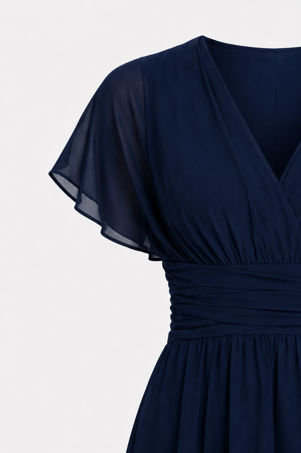 Navy Flutter Sleeve Adele Midi Dress