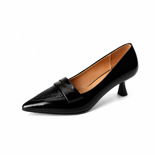 Camel Leather Pointed Toe Loafers