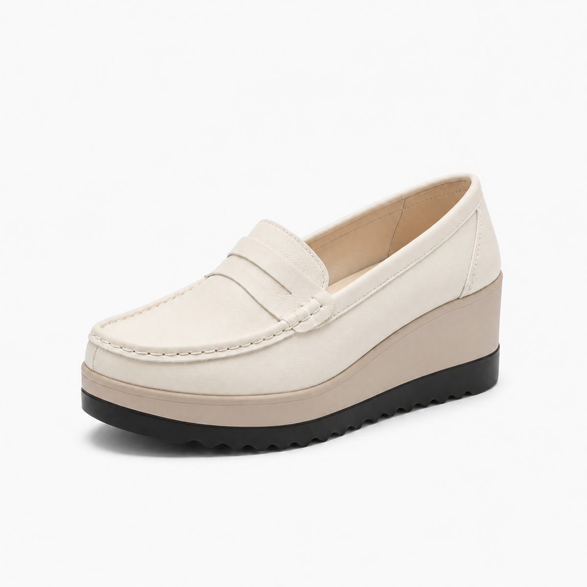 Kew Beige Suede Platform Loafers