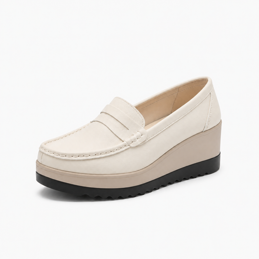 Kew Beige Suede Platform Loafers