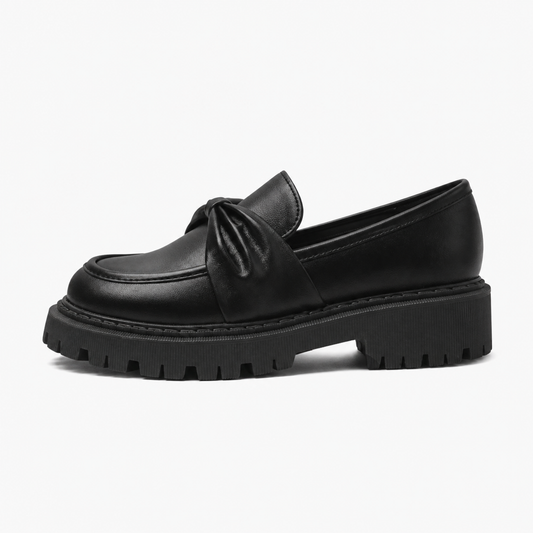 Barnes Black Bow Flatform Loafers
