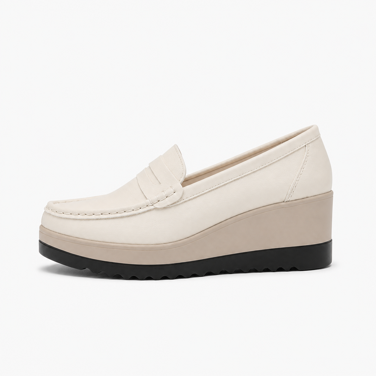 Kew Beige Suede Platform Loafers