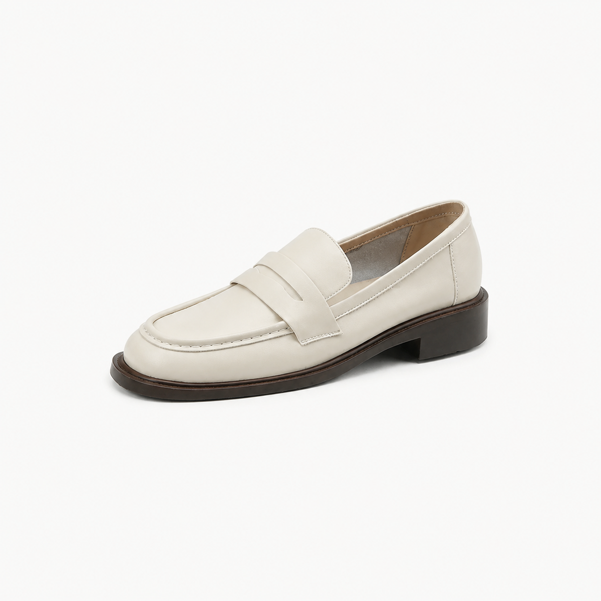 Peckham Khaki Leather Loafers