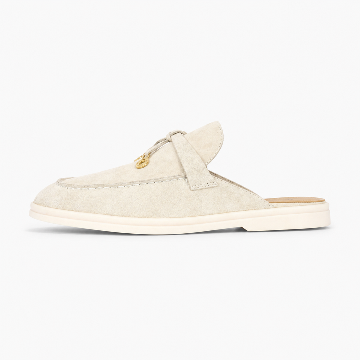 Fulham Cream Suede Backless Loafers