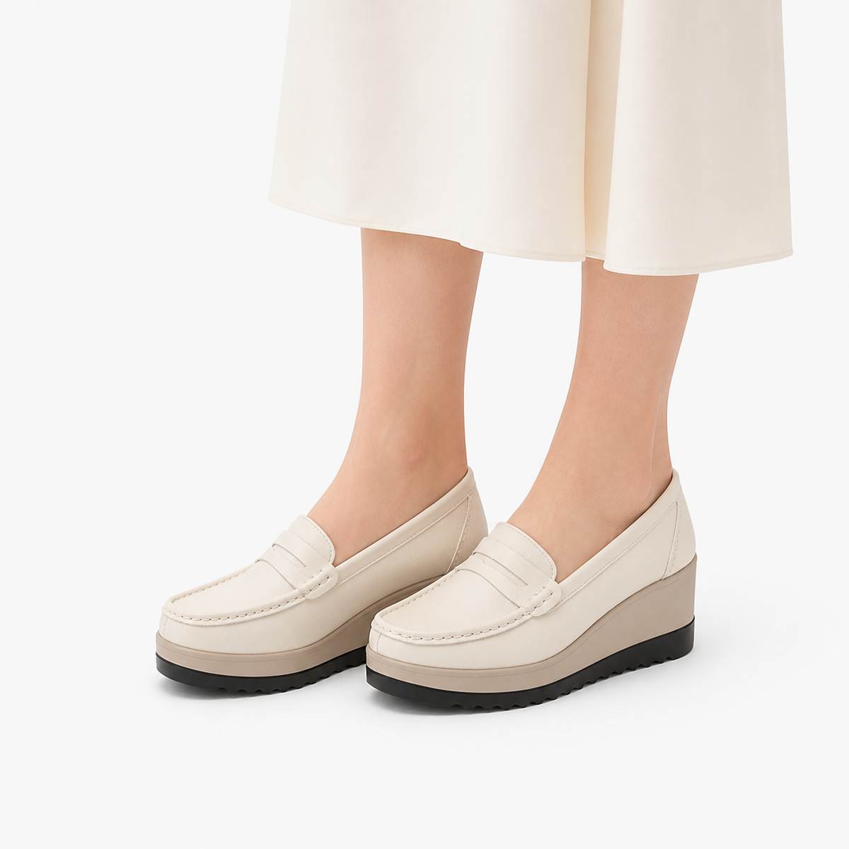 Kew Beige Suede Platform Loafers