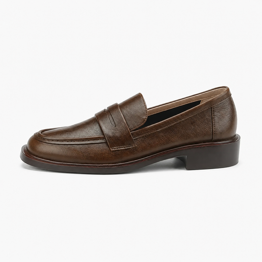 Peckham Khaki Leather Loafers