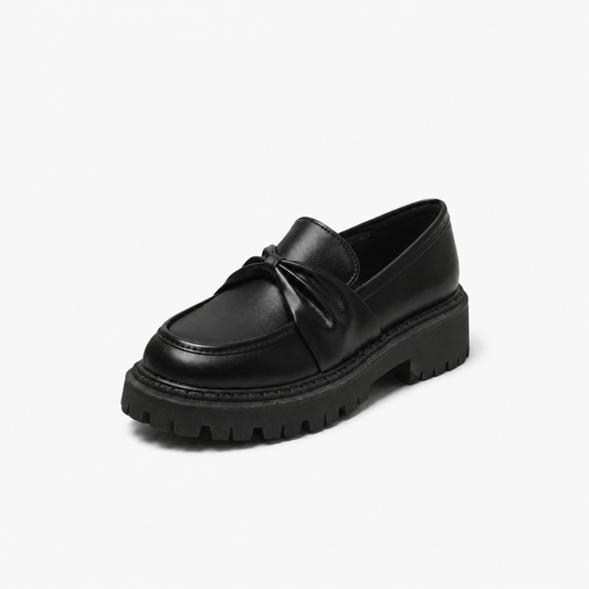 Barnes Black Bow Flatform Loafers