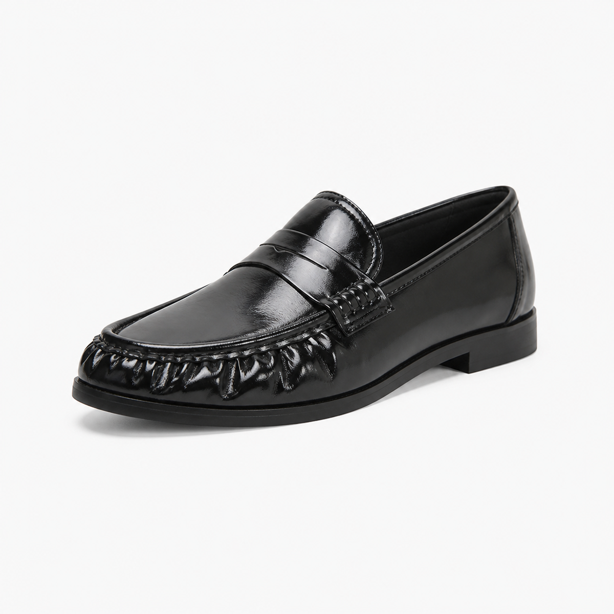Black Leather Penny Loafers