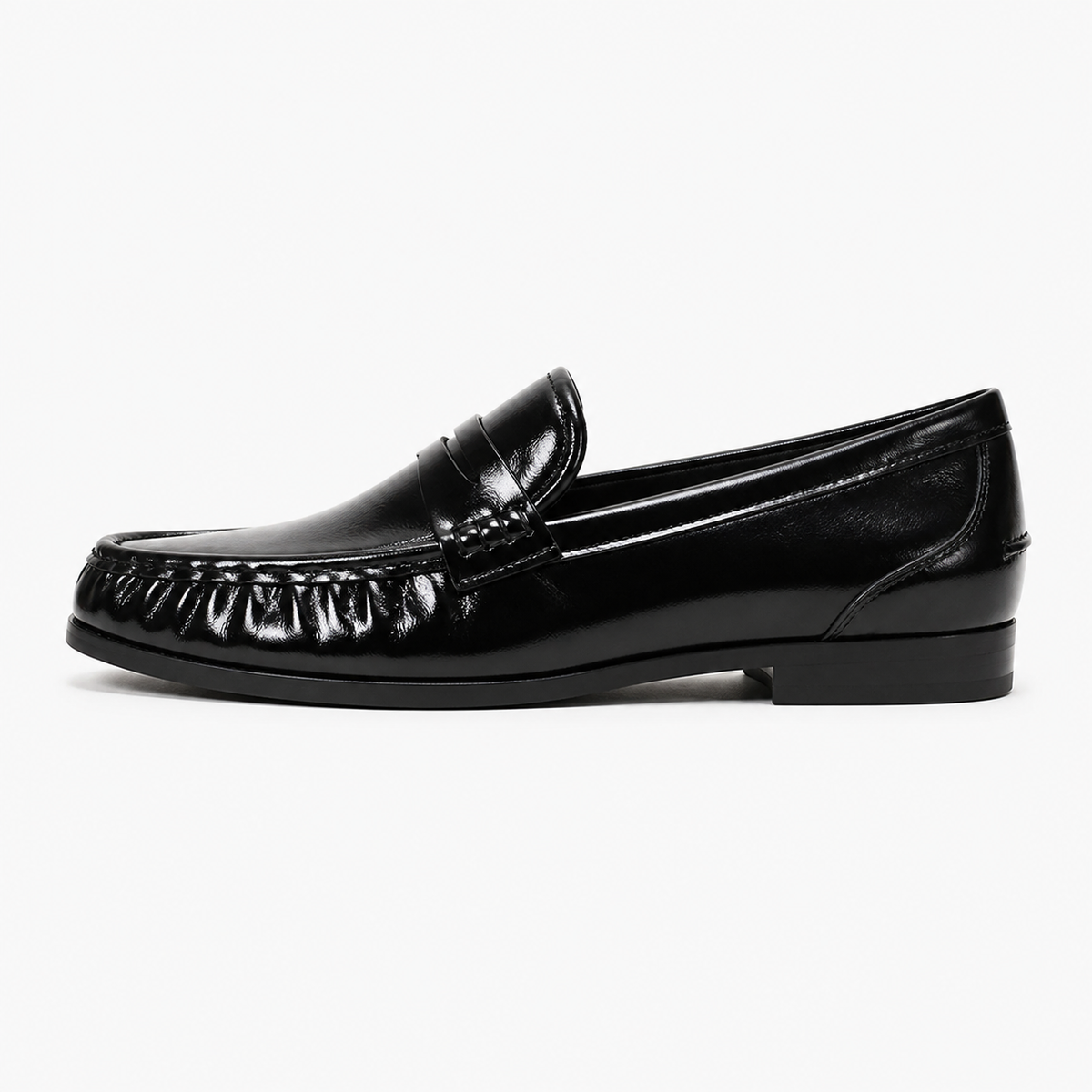 Black Leather Penny Loafers