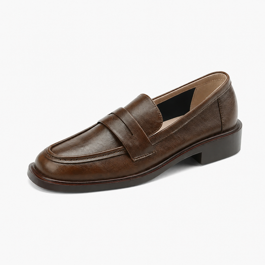 Peckham Khaki Leather Loafers