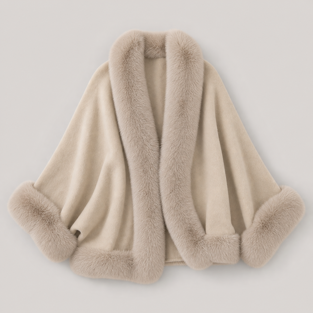 Chocolate Faux Fur Collar Batwing Bess Cardigan