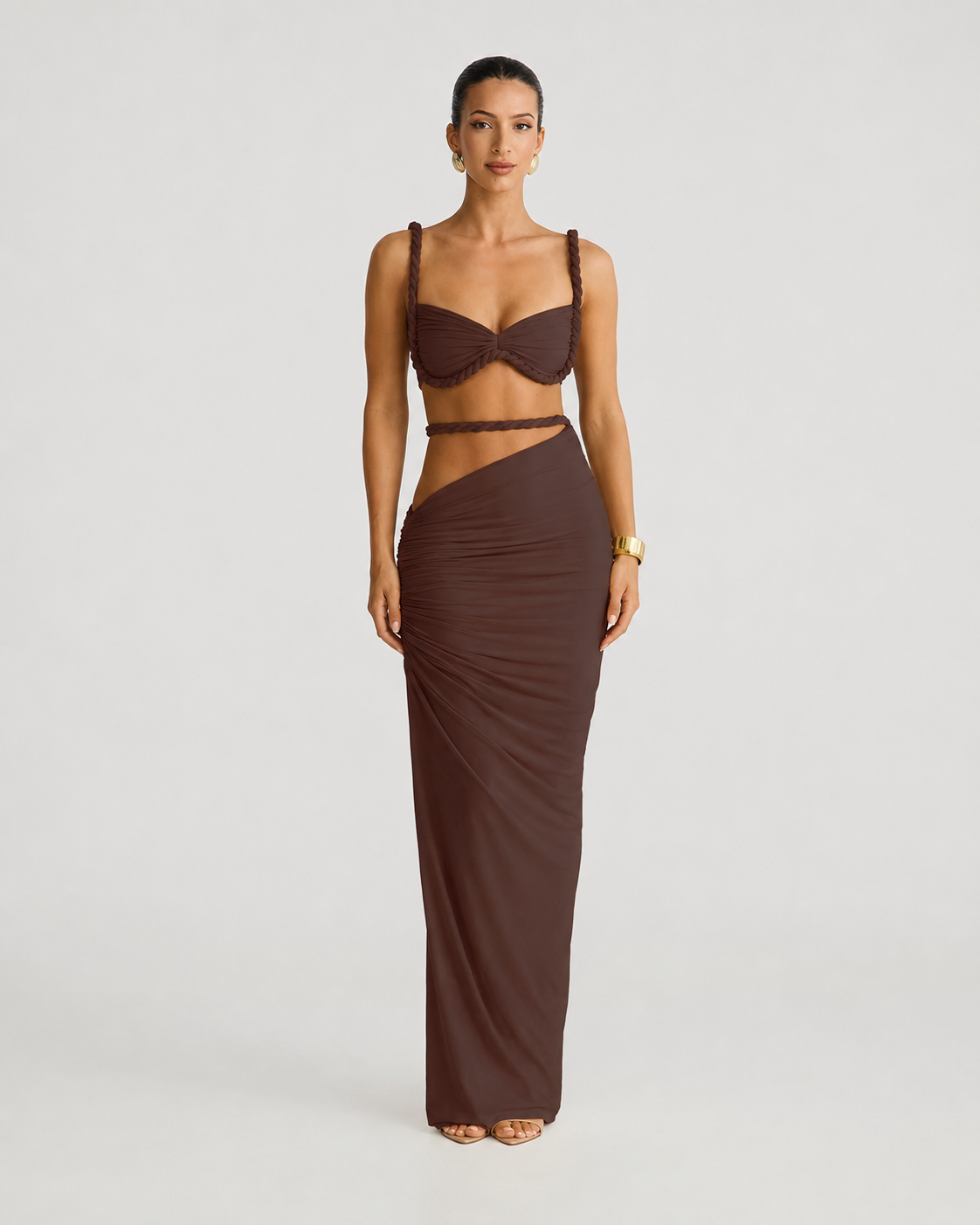 Rowan Ruched Bralette and Maxi Skirt Set
