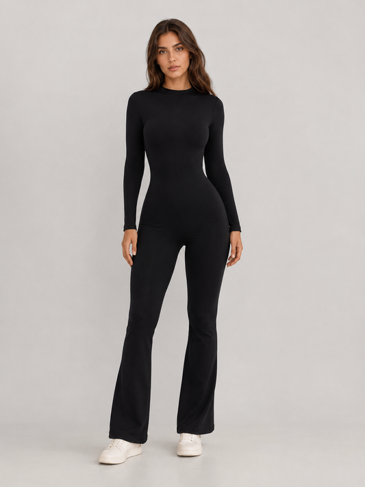 Moira Square Neck Wide Leg Jumpsuit in Black