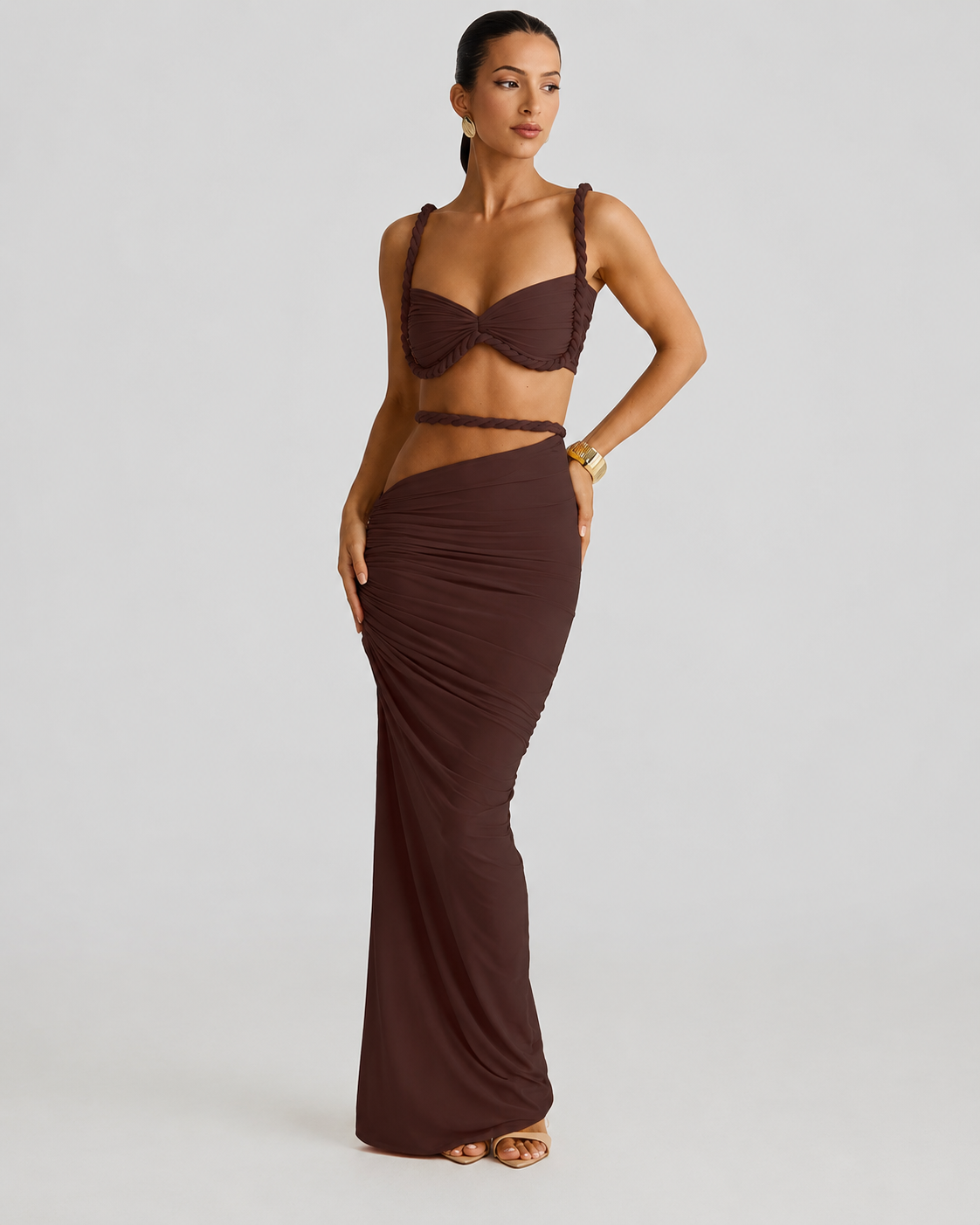 Rowan Ruched Bralette and Maxi Skirt Set