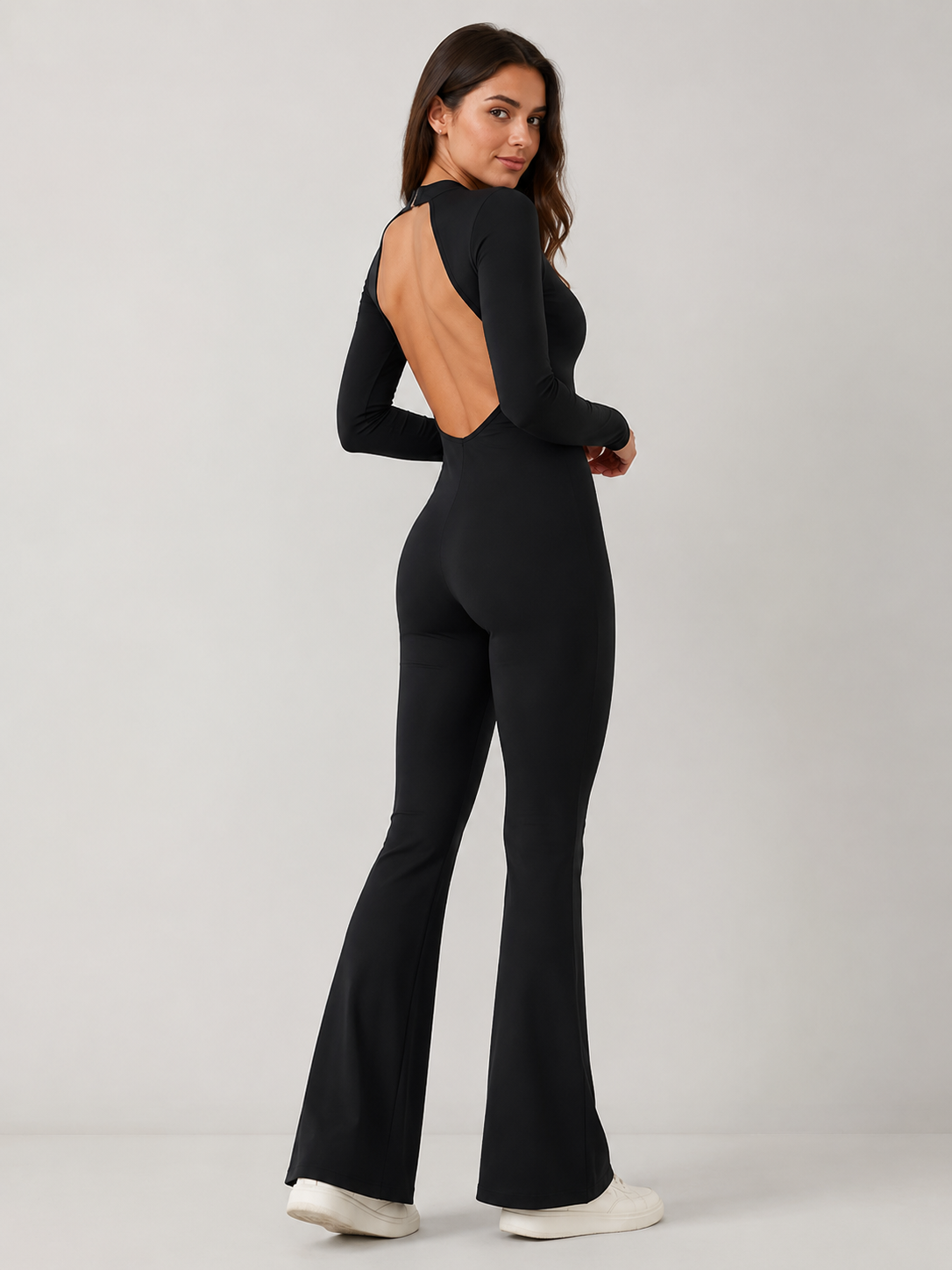 Moira Square Neck Wide Leg Jumpsuit in Black