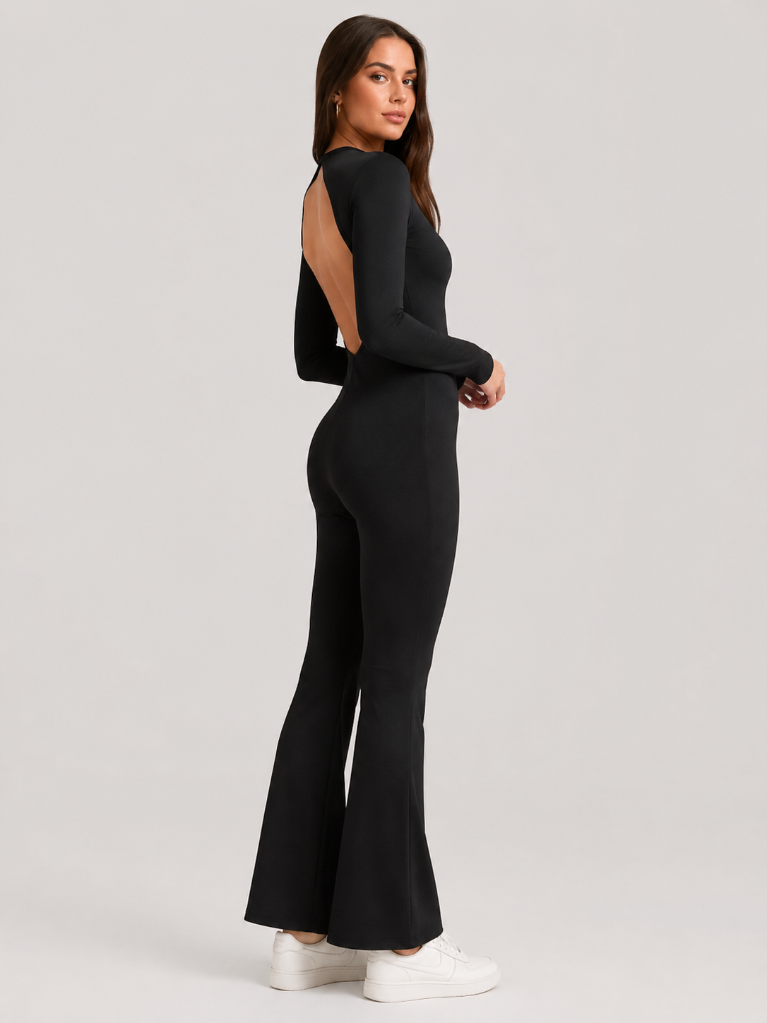 Moira Square Neck Wide Leg Jumpsuit in Black