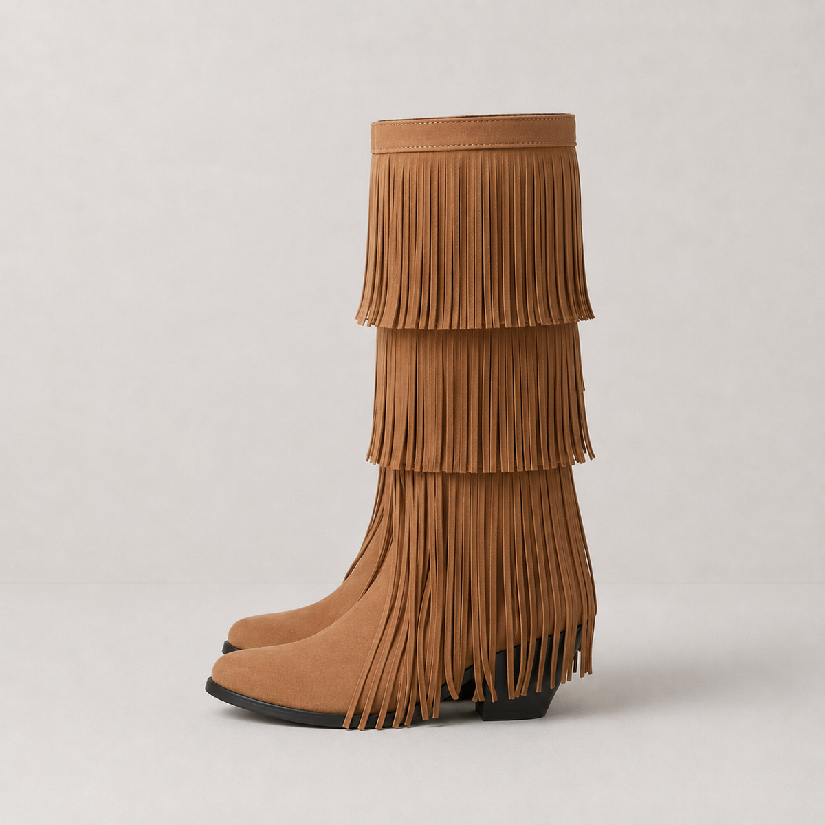 Tan Tassel Block Heel Hattie Boots