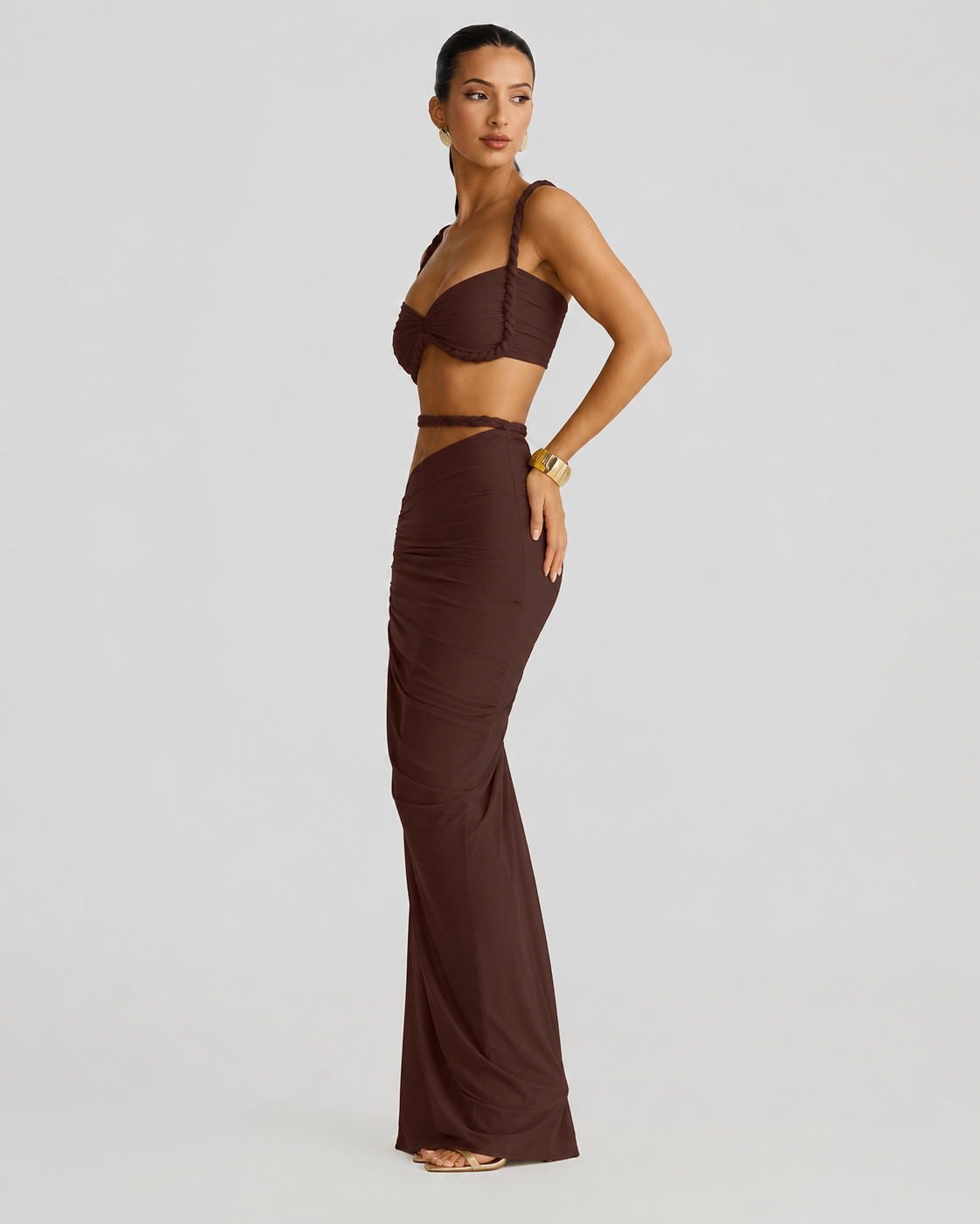 Rowan Ruched Bralette and Maxi Skirt Set