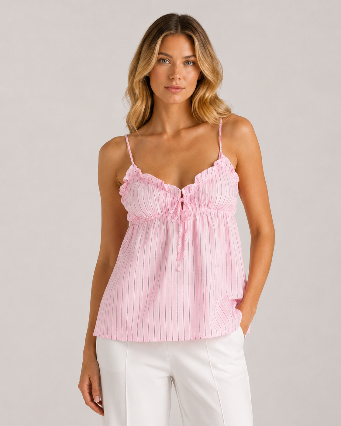 Peggy Striped Ruffle Pyjama Set