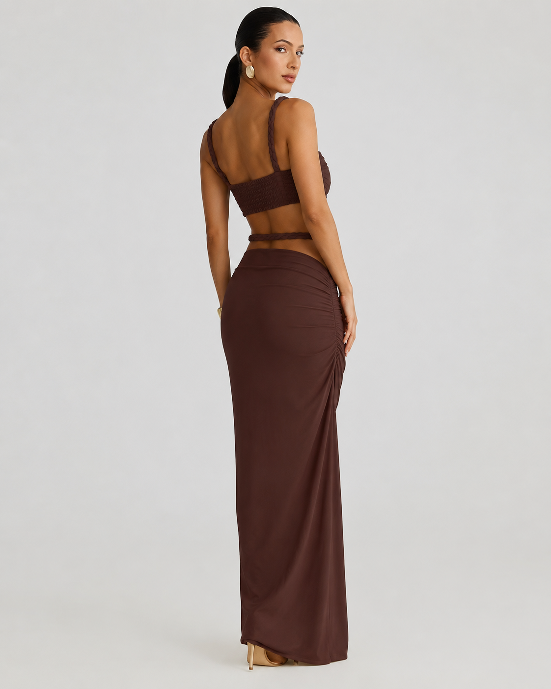 Rowan Ruched Bralette and Maxi Skirt Set