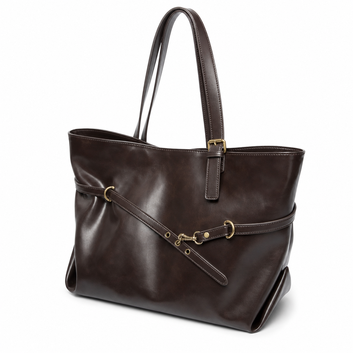 Kingsbury Buckle Vegan Leather Tote Bag