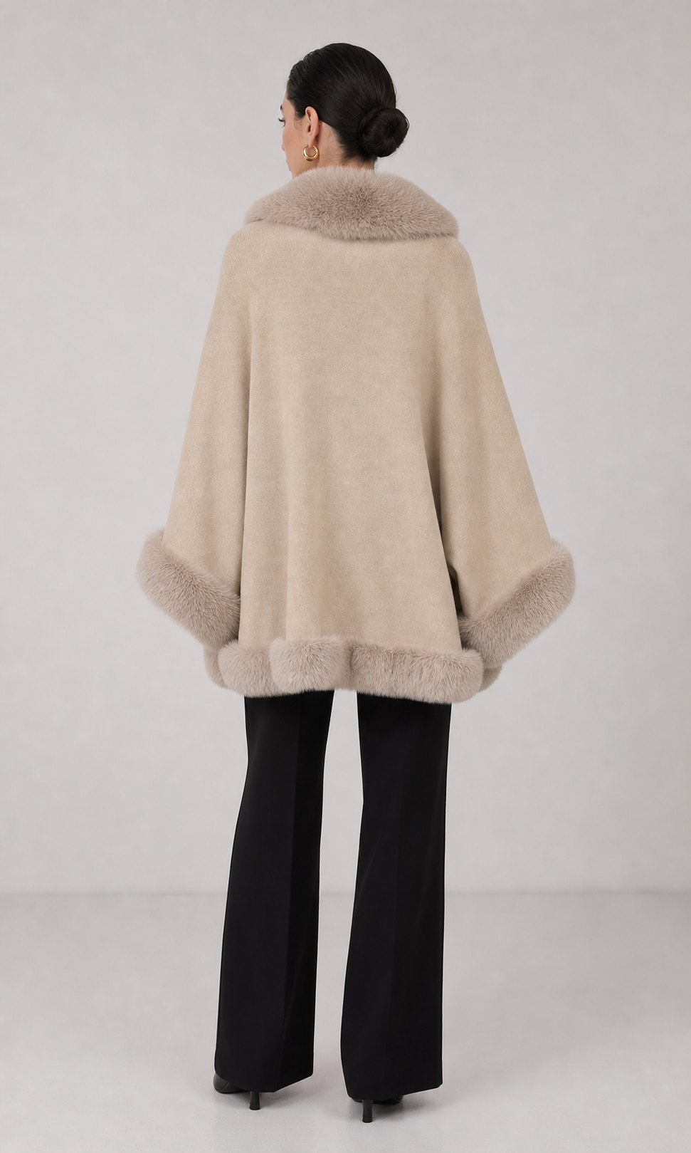 Chocolate Faux Fur Collar Batwing Bess Cardigan