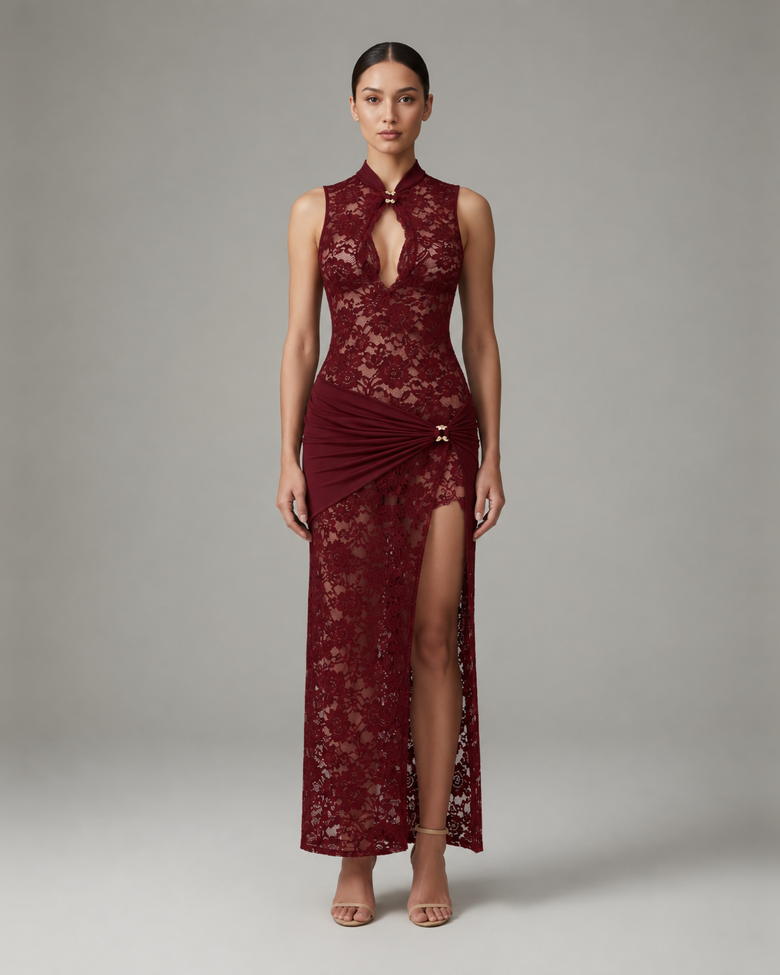 Nola Tank Cut-Out High Split Maxi Dress in Black