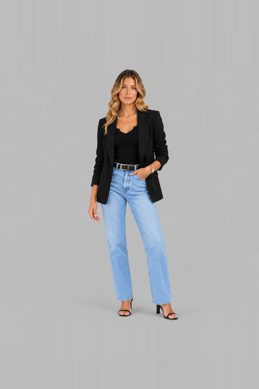 Black Turn Down Collar Pocket Marcie Jacket