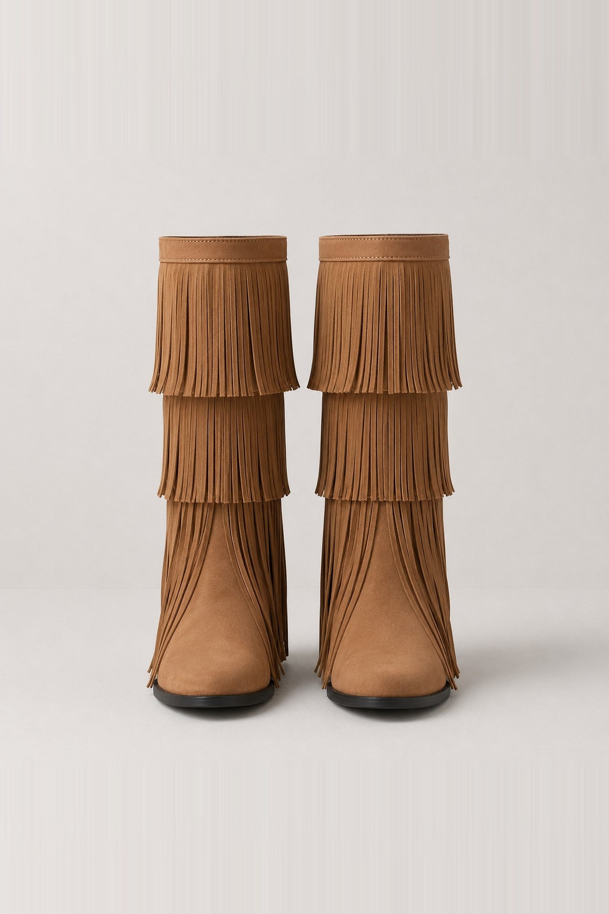 Tan Tassel Block Heel Hattie Boots